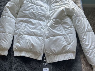 V.I.P. Collection Women's White Puffer Jacket, Size Large, VJF-3 Style