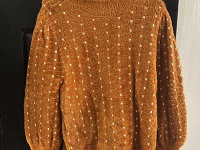 Rust Orange Dot Ann Taylor Sleeve Sweater