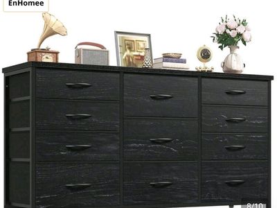 New EnHomee 11-Drawer Fabric Dresser- Black