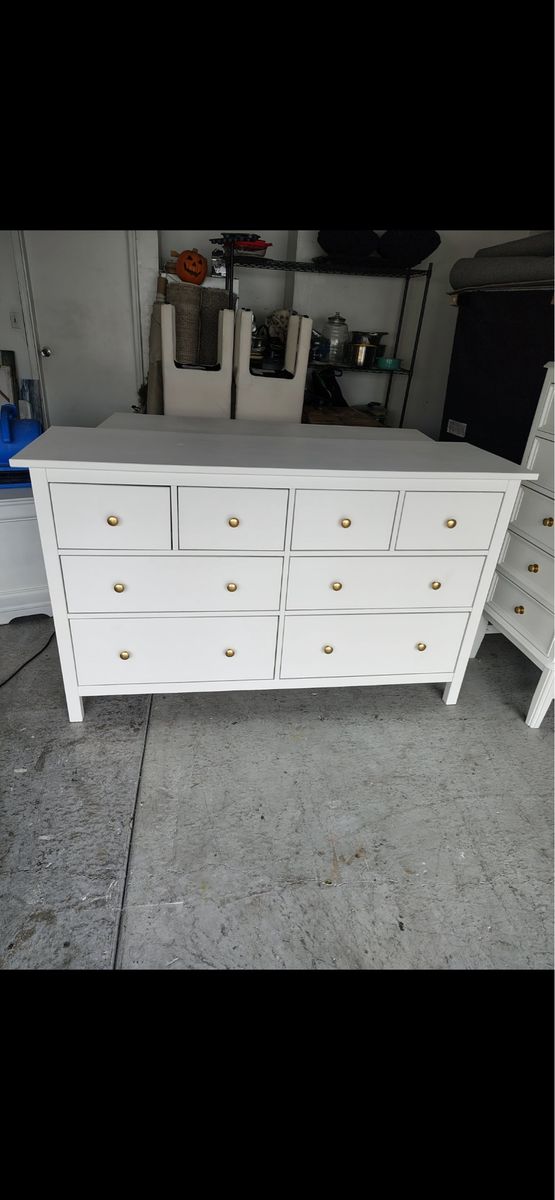 White 8-Drawer Dresser with Gold knobs ikea 