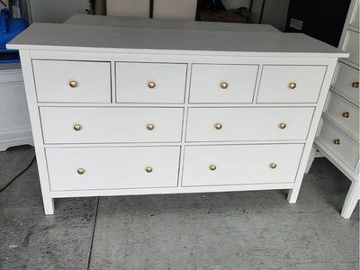 White 8-Drawer Dresser with Gold knobs ikea