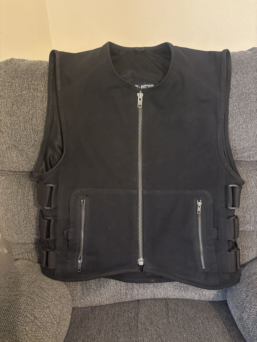First Manufacturing Heavy Hitter Men's Black Canvas Motorcycle Vest