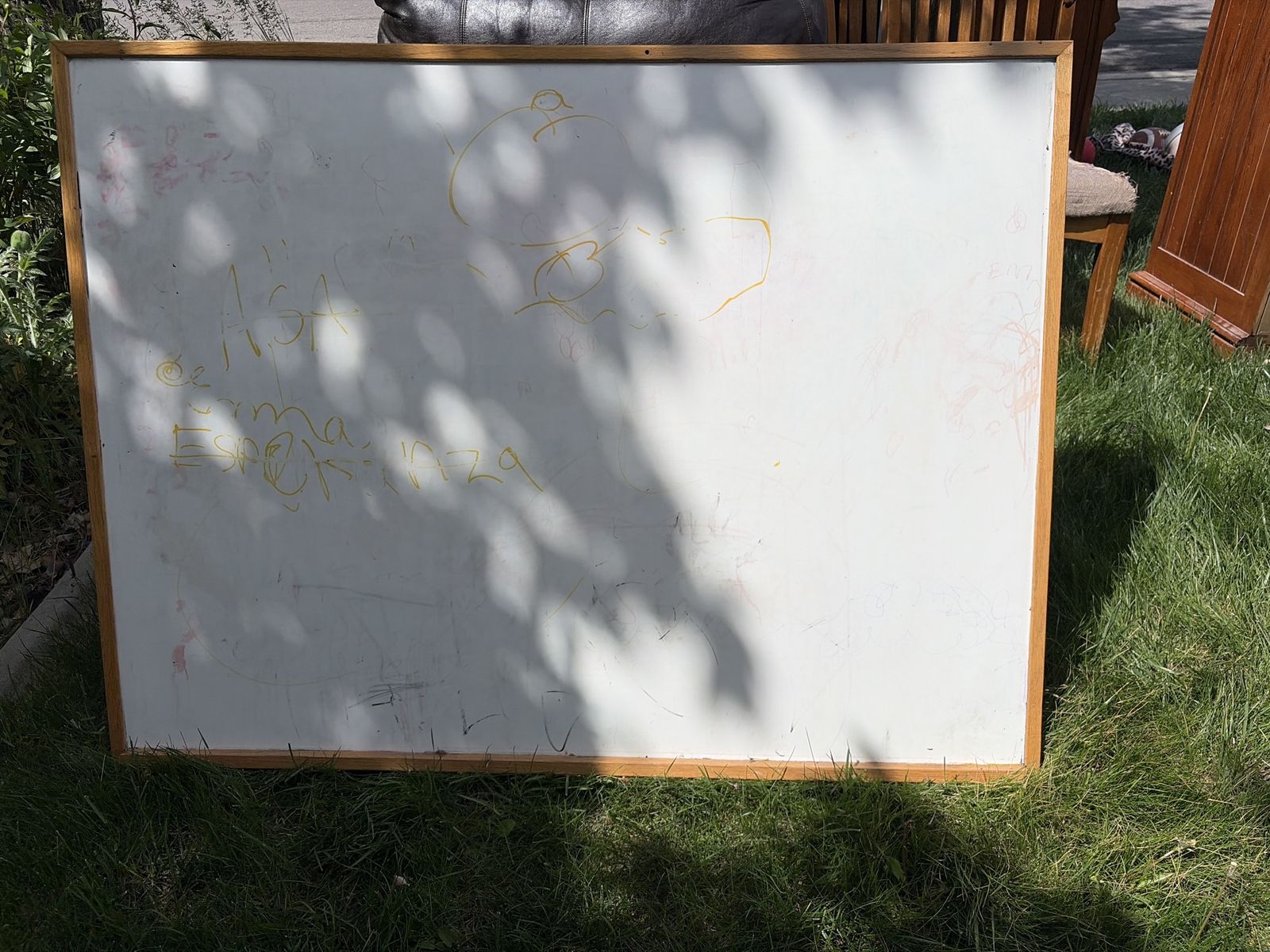 Large Whiteboard with Wood Frame - Perfect for Home or Office