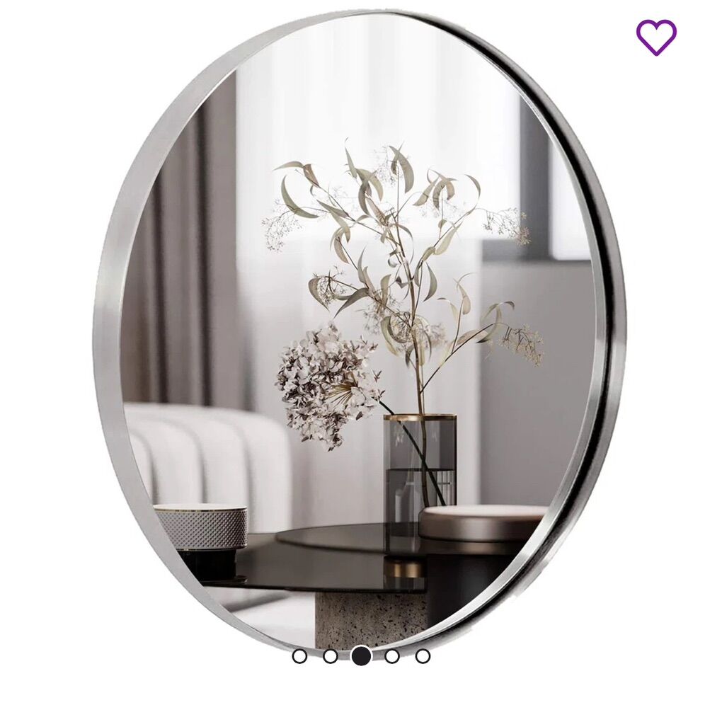 30x30 silver round mirror, brand new