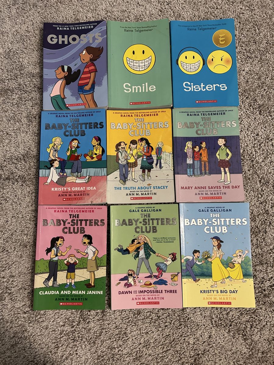 Raina Telgemeier & The Baby-Sitters Club Graphic Novels - 9 Book Lot - Smile, Sisters, Ghosts