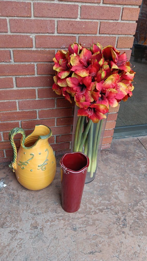 Decorative Home Decor Vases & Urns - Red & Yellow Ceramic, Assorted Styles, Good Condition