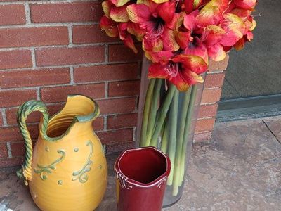 Decorative Home Decor Vases & Urns - Red & Yellow Ceramic, Assorted Styles, Good Condition