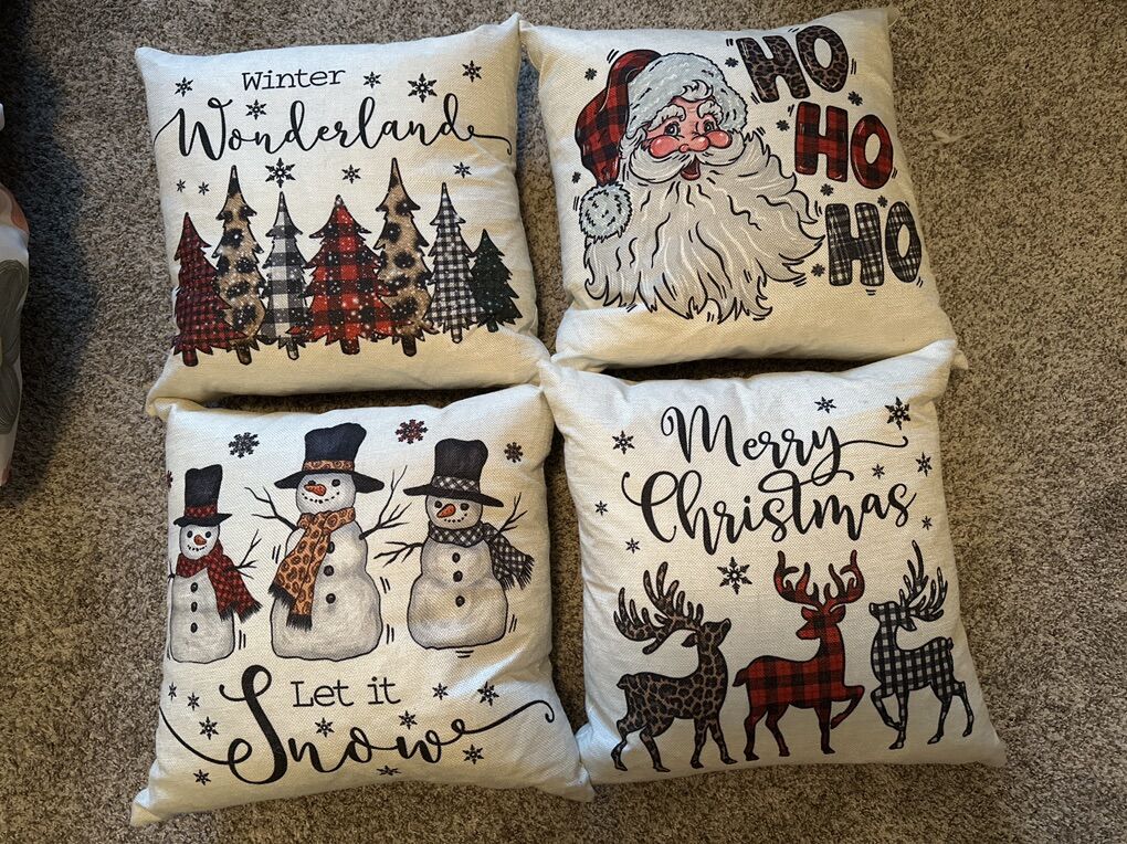 4 Decorative Pillows W/12 Seasonal Covers
