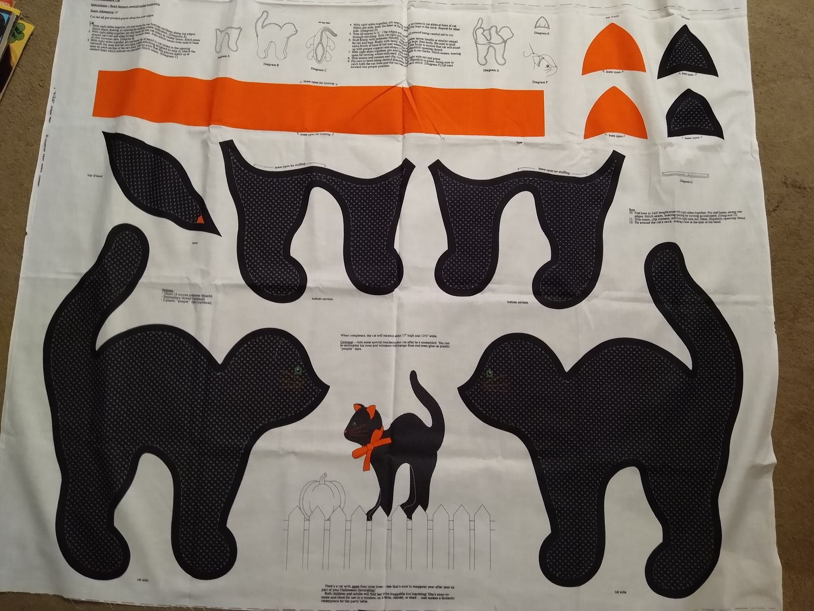 Fabric Panel to Make a Stuffed Cat