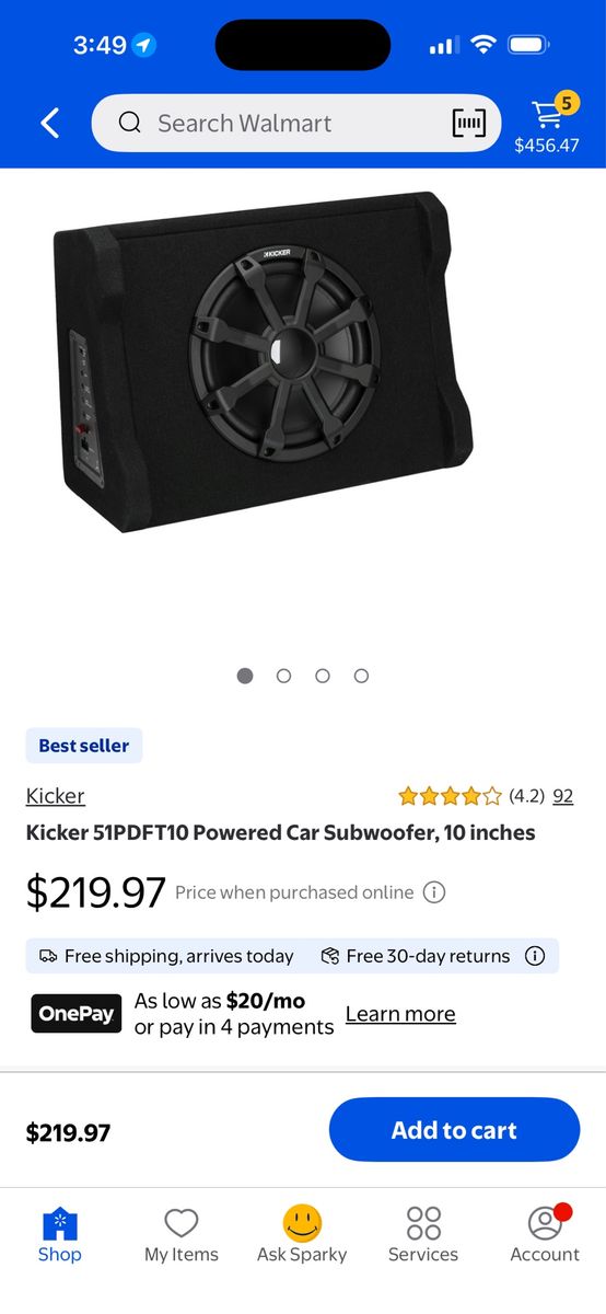 Kicker 51PDFT10 10-inch Powered Car Subwoofer with Enclosure - Used