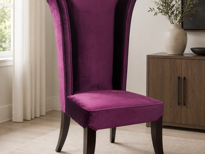 Make a statement with this luxurious plum velvet wingback accent chair.