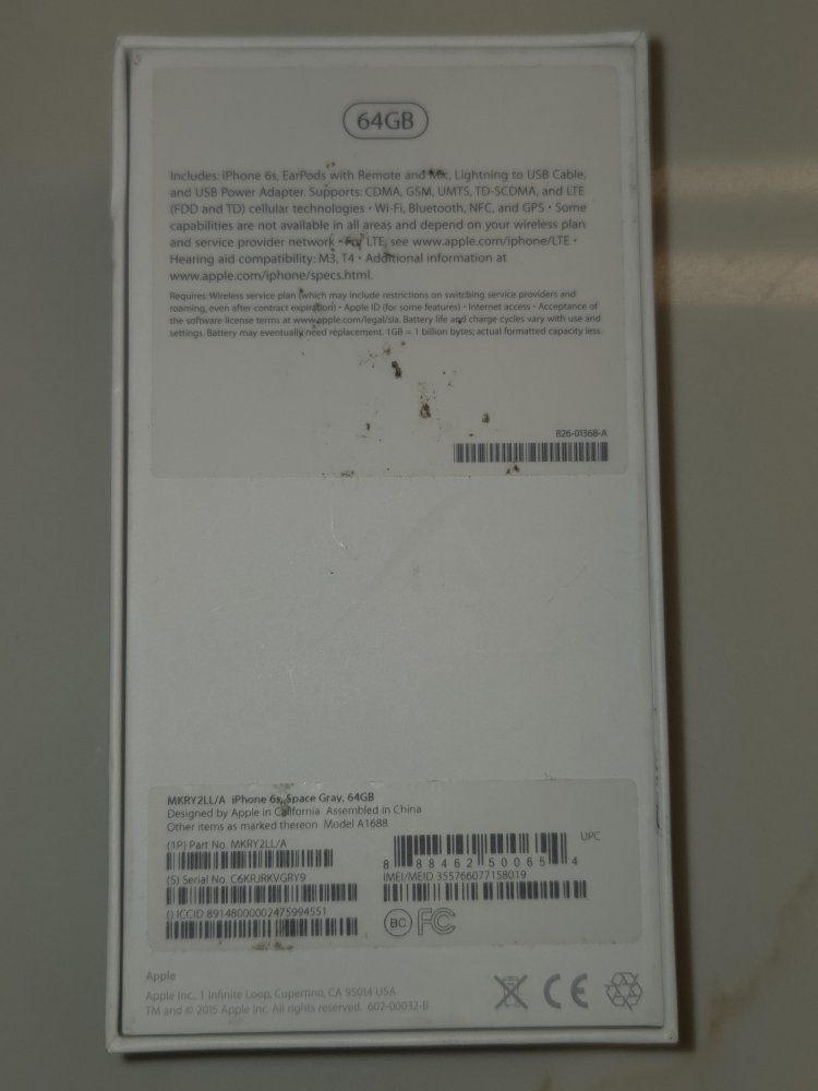 Apple iPhone 6s Space Gray 64GB Smartphone with Original Box