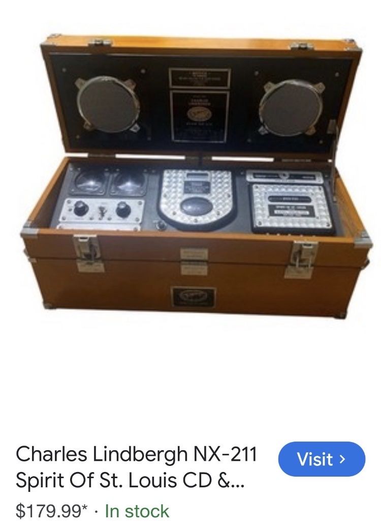 Charles Lindbergh "Spirit of St Louis" CD and Cassette Tape Box/Speakers