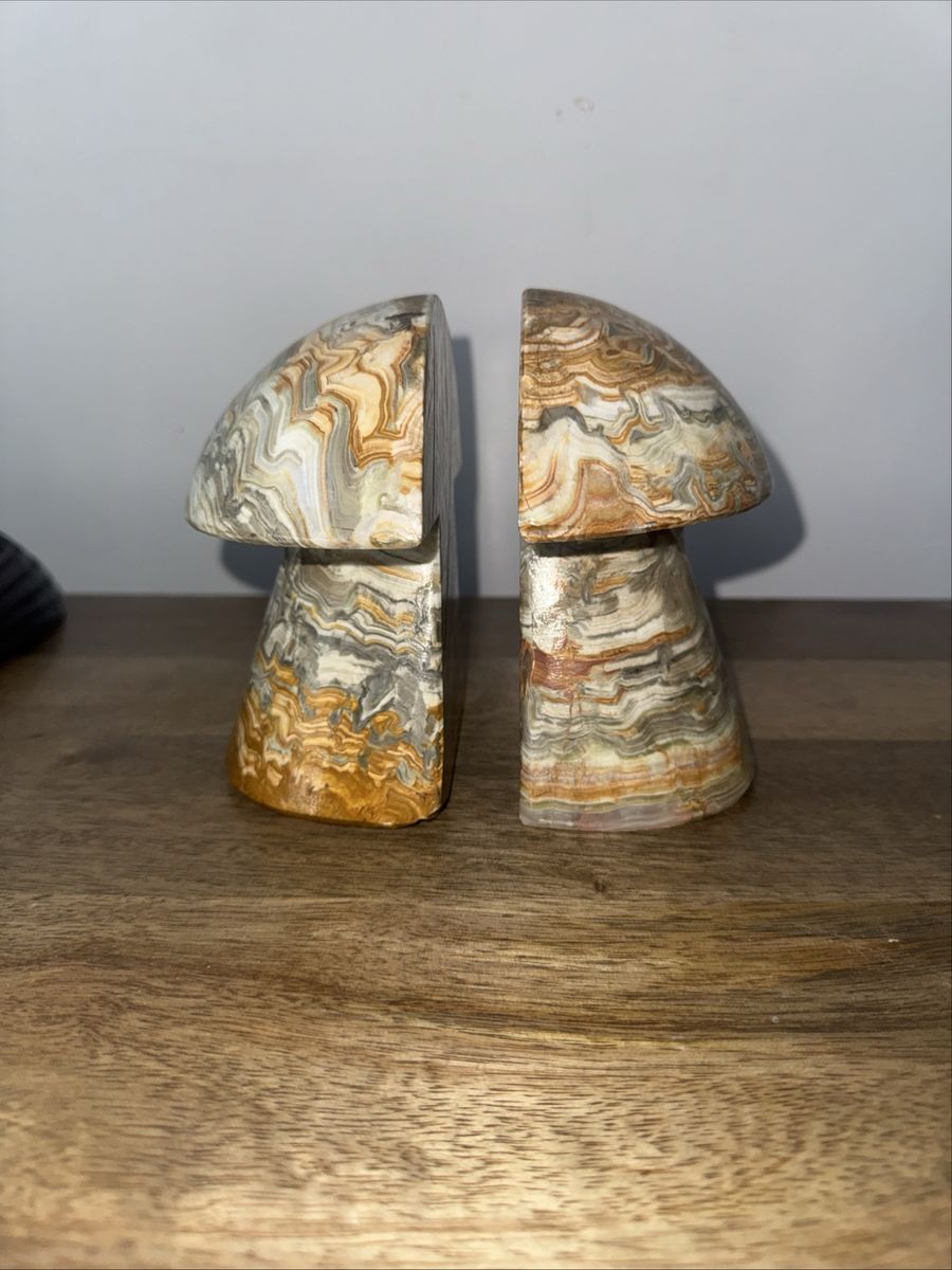 Vintage onyx mushroom bookends
