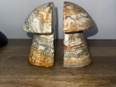 Vintage onyx mushroom bookends