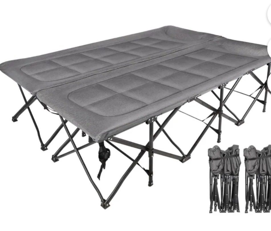 Oversized XXL 2-in-1 Double Camping Cot Folding Portable Sleeping Cot Set