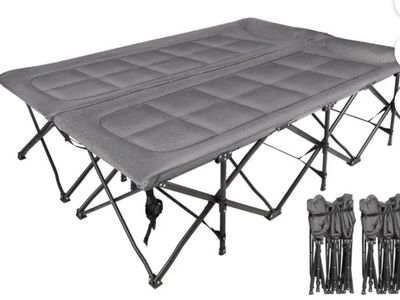 Oversized XXL 2-in-1 Double Camping Cot Folding Portable Sleeping Cot Set