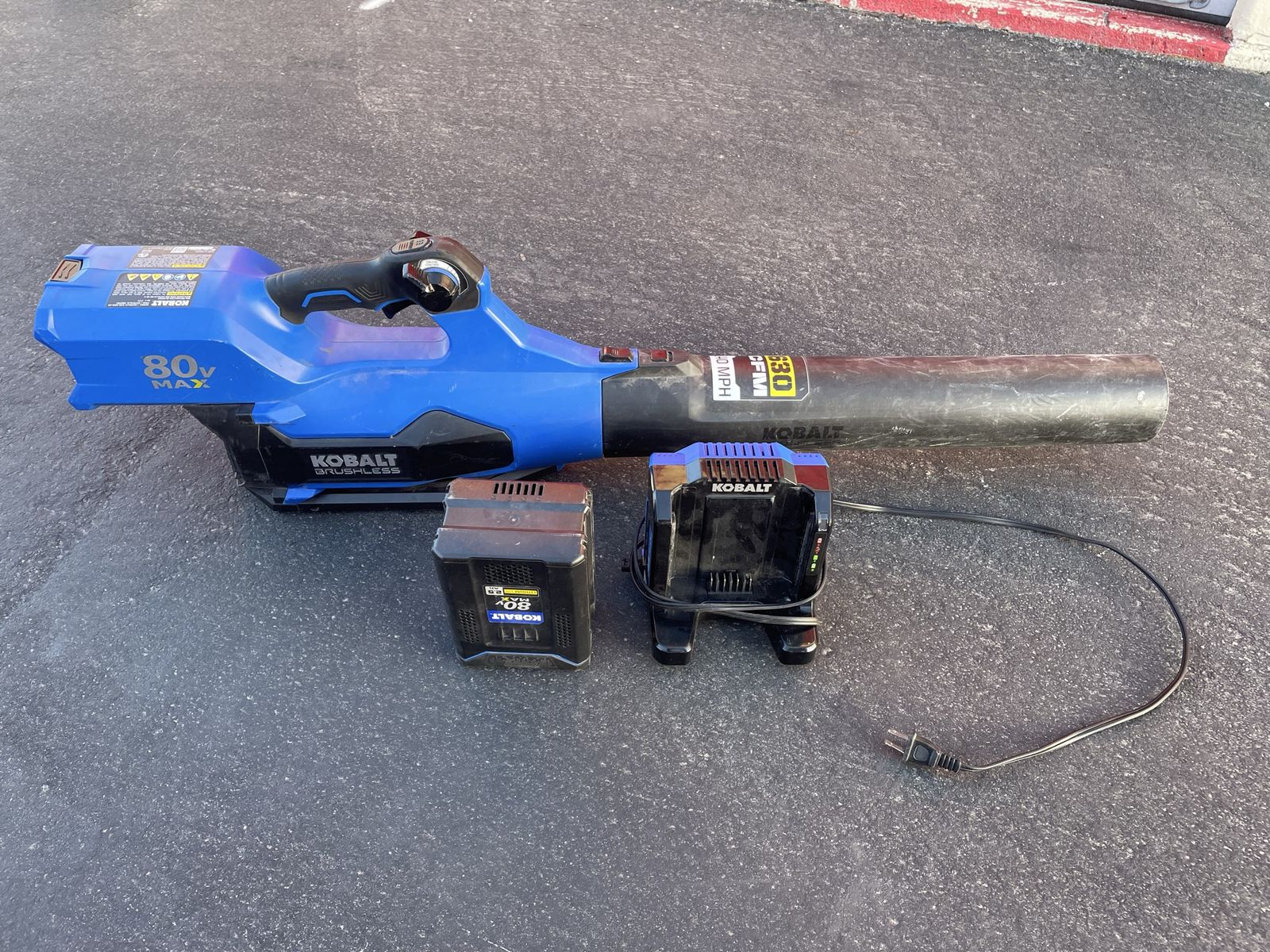 Kobalt 80V Brushless Blower KHB 2580-06 with Battery and Charger