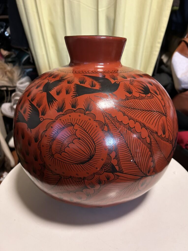 Large 14 Tall Vintage Ceramic Olla Huancito Michoacan Mexico Pot Signed Nicolas Espicio Jacun de