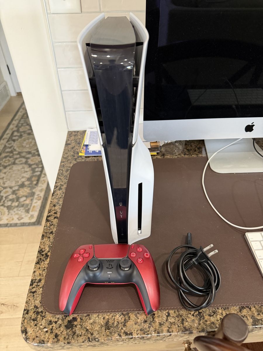 Sony PlayStation 5 PS5 Disc Version Console with Red DualSense Controller and Power Cable