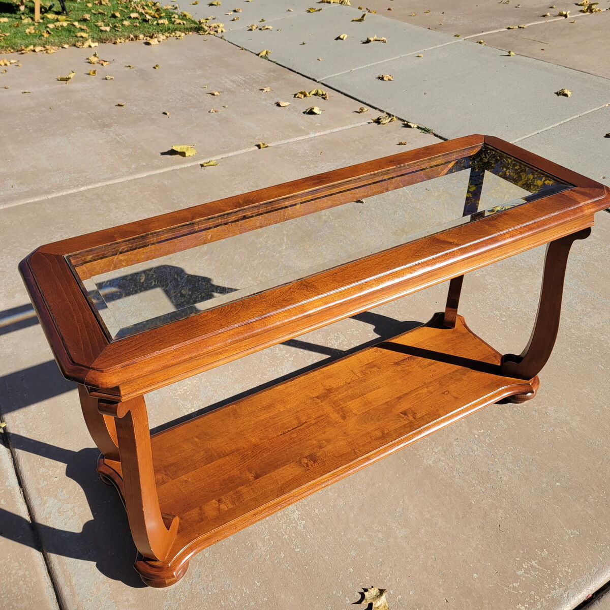 Sofa Table with Beveled Glass Top
