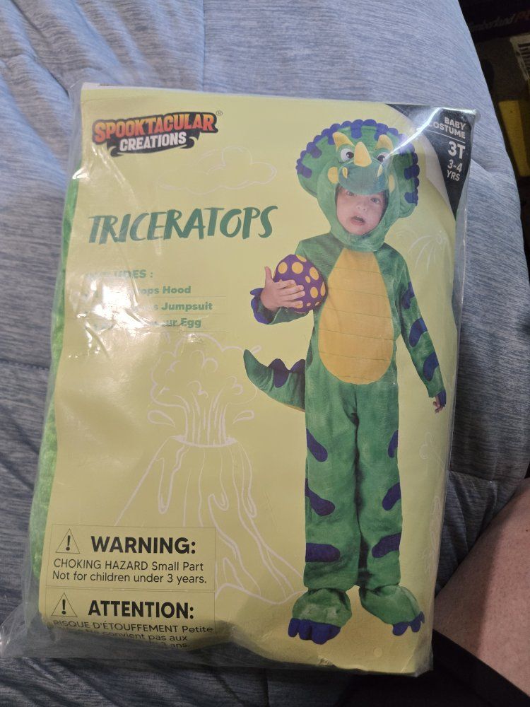 Spooktacular Creations Triceratops Dinosaur Costume 3T 3-4 Yrs New
