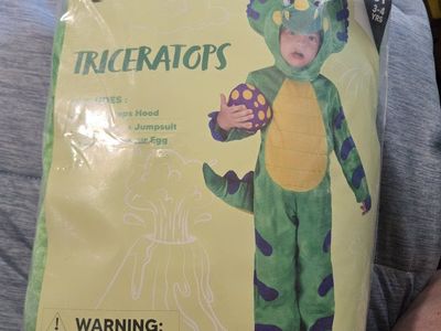 Spooktacular Creations Triceratops Dinosaur Costume 3T 3-4 Yrs New