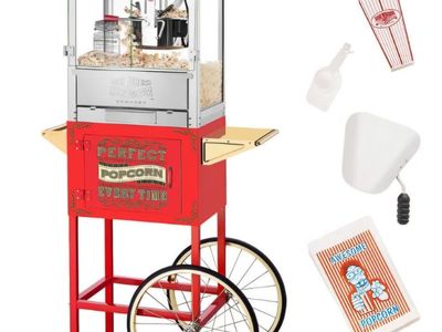 Great Northern Popcorn Company 5995 10 oz. Perfect Popper Popcorn Machine with Cart - Red (5995 GNP Red 10oz. Full)