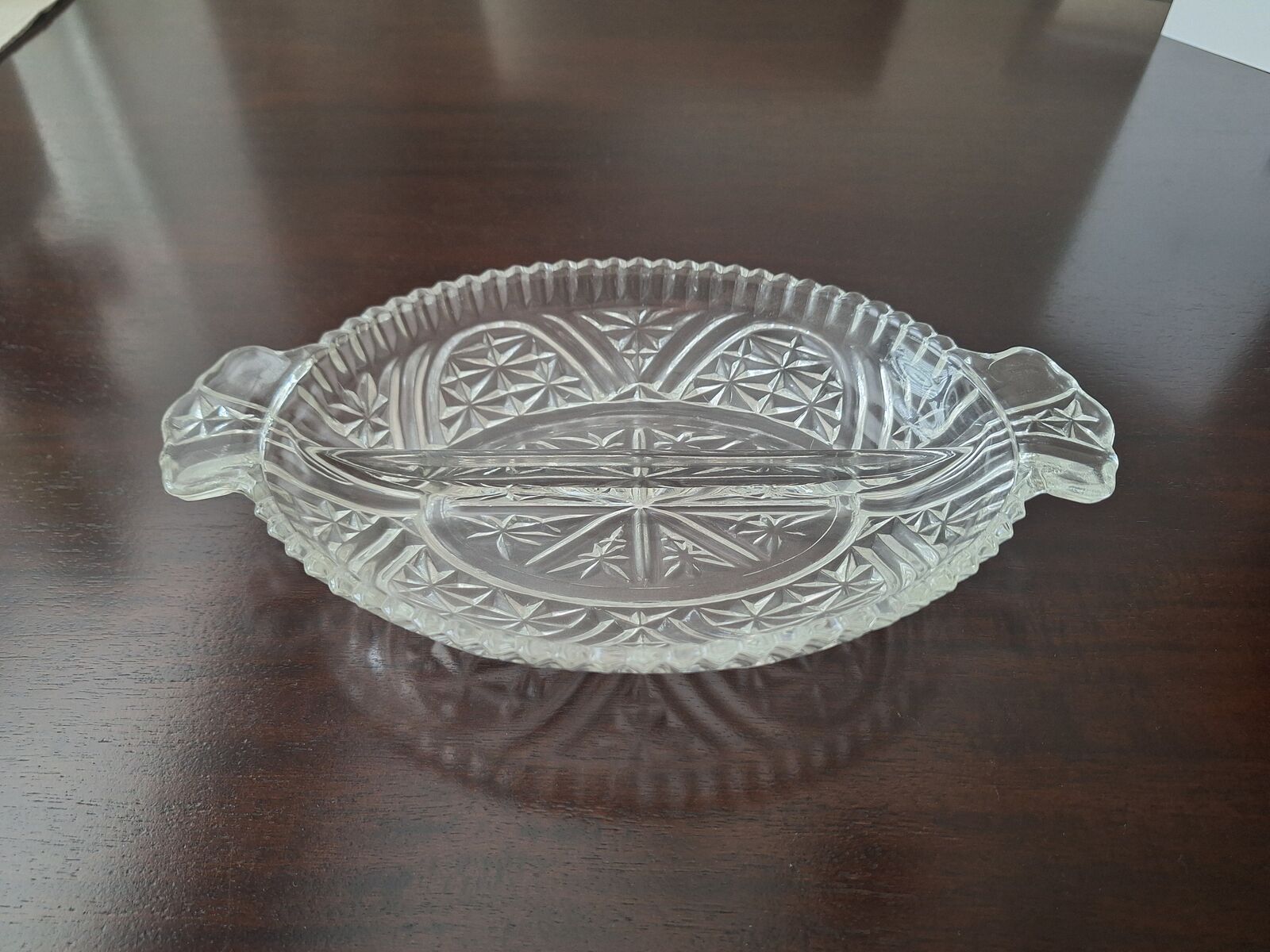 Vintage Crystal Cut Glass Relish Dish