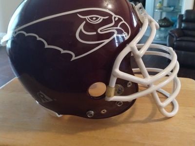 Riddell Maroon Football Helmet with White Face Mask and Eagle Decals