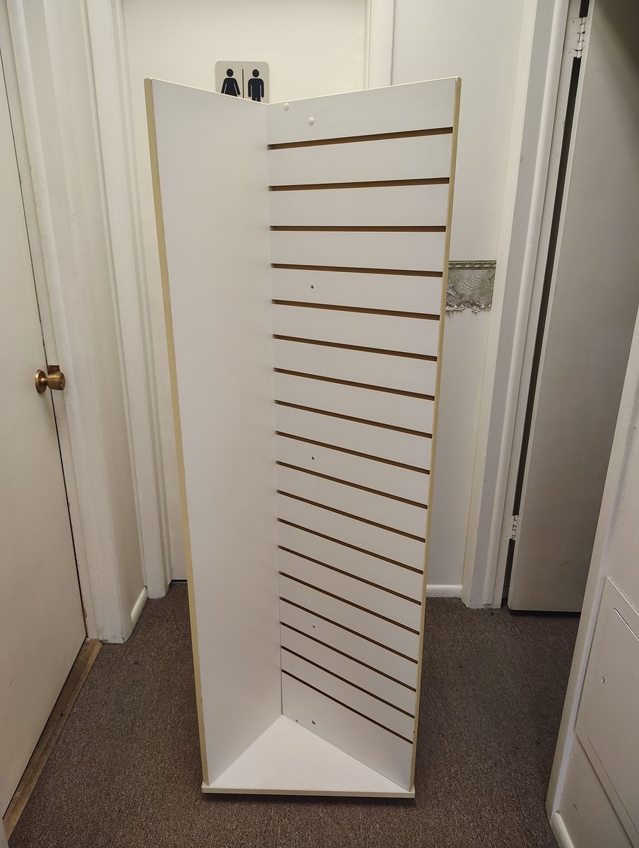 Rotating Slat wall display _ white _  check add description and picture for dimensions