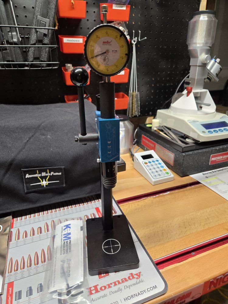 K&M Arbor Press with Force Pack & mhc Industrial Supply Dial Indicator Reloading Tool