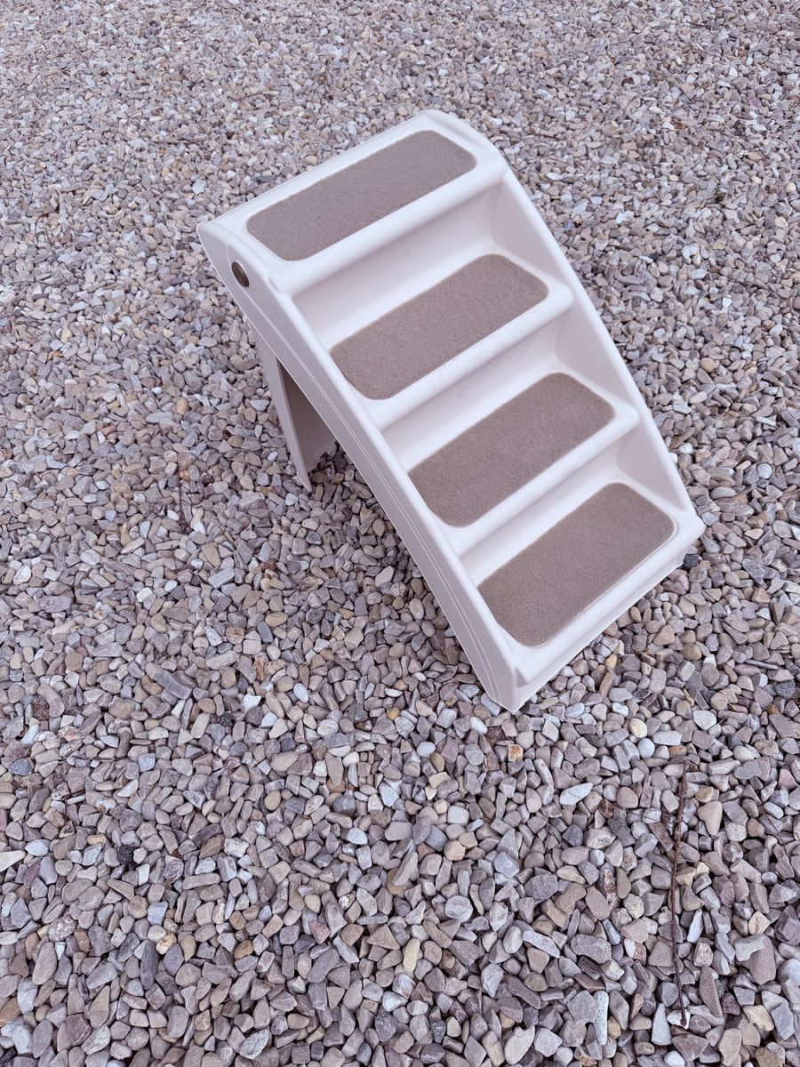 Four-Step Plastic Pet Stairs with Carpet Treads