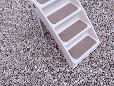 Four-Step Plastic Pet Stairs with Carpet Treads