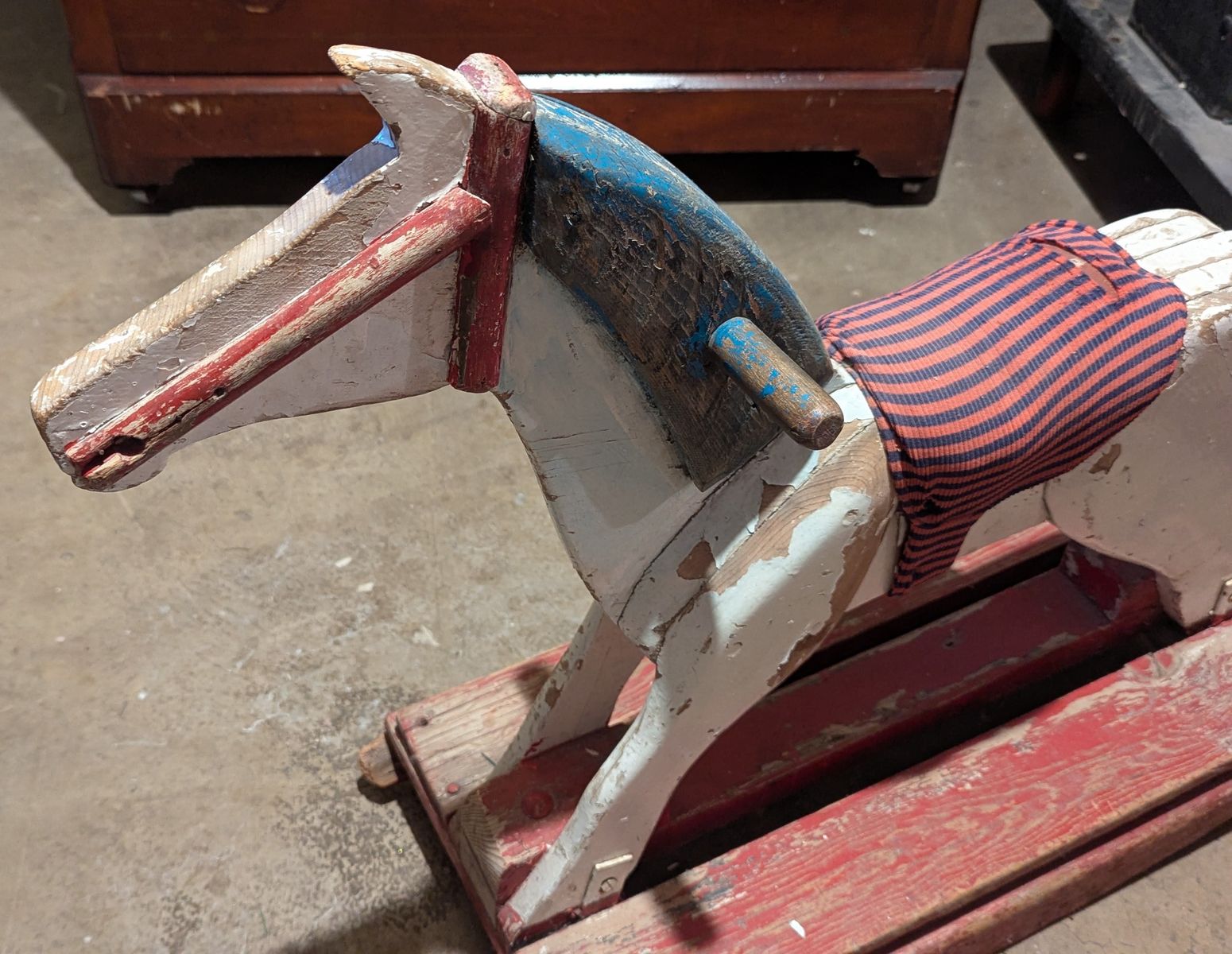 Vintage Antique Folk Art Wooden Rocking Horse