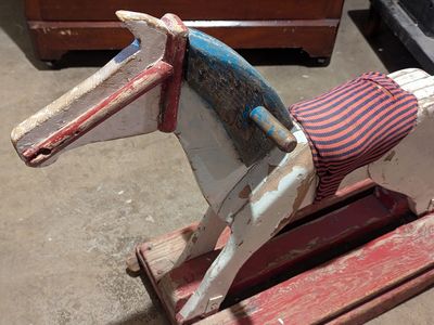 Vintage Antique Folk Art Wooden Rocking Horse