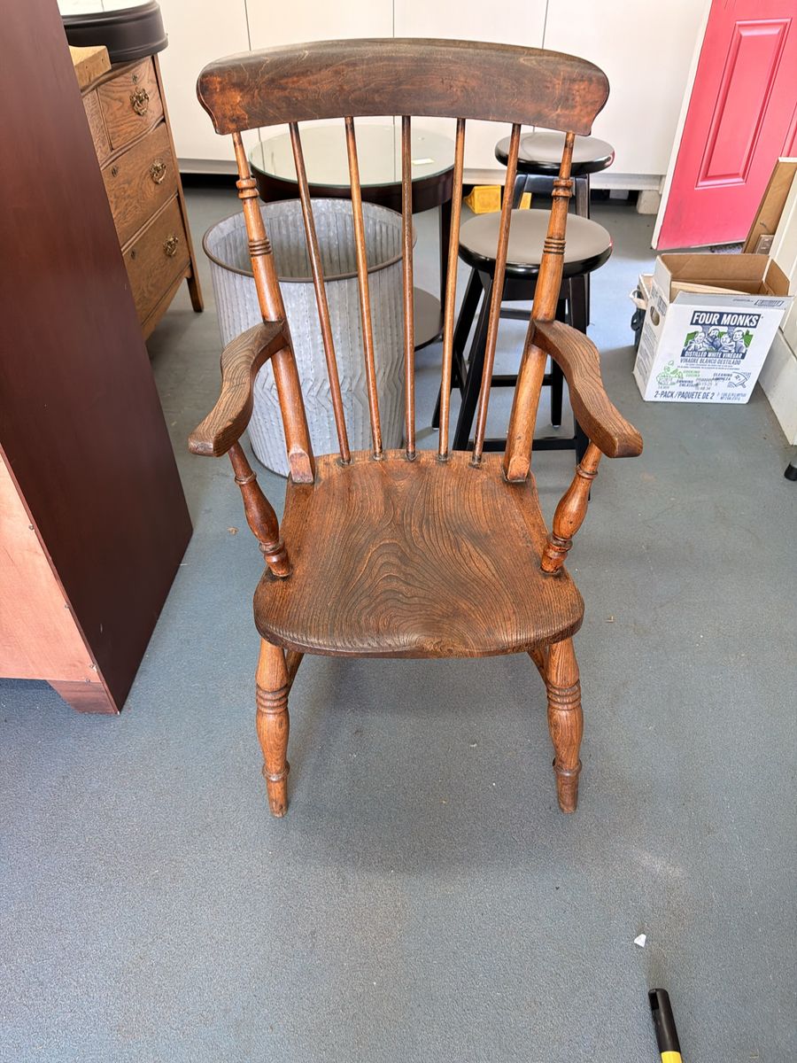 Antique Wooden Windsor Style Spindle Back Armchair