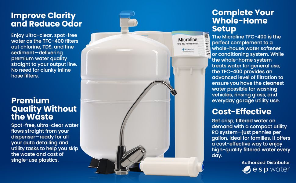Microline TFC-400 Reverse Osmosis Water Filtration System Unit with Storage Tank