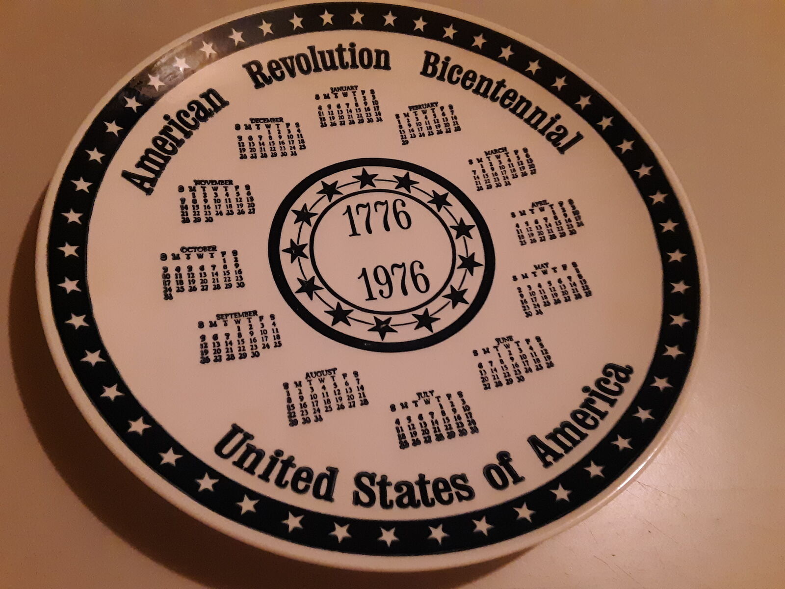 American Revolution Bicentennial 1776-1976 Calendar Plate 200th Anniversary