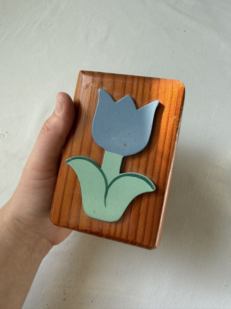 Vintage Wooden Flower Vase Decor