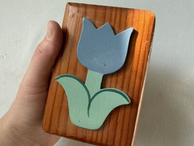 Vintage Wooden Flower Vase Decor