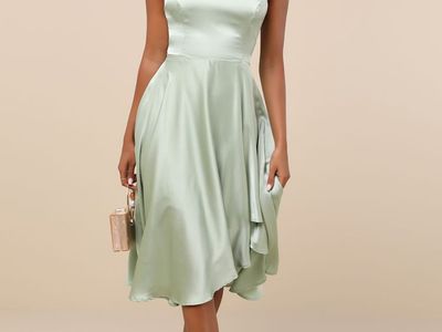 Lulus Sage Satin Dress