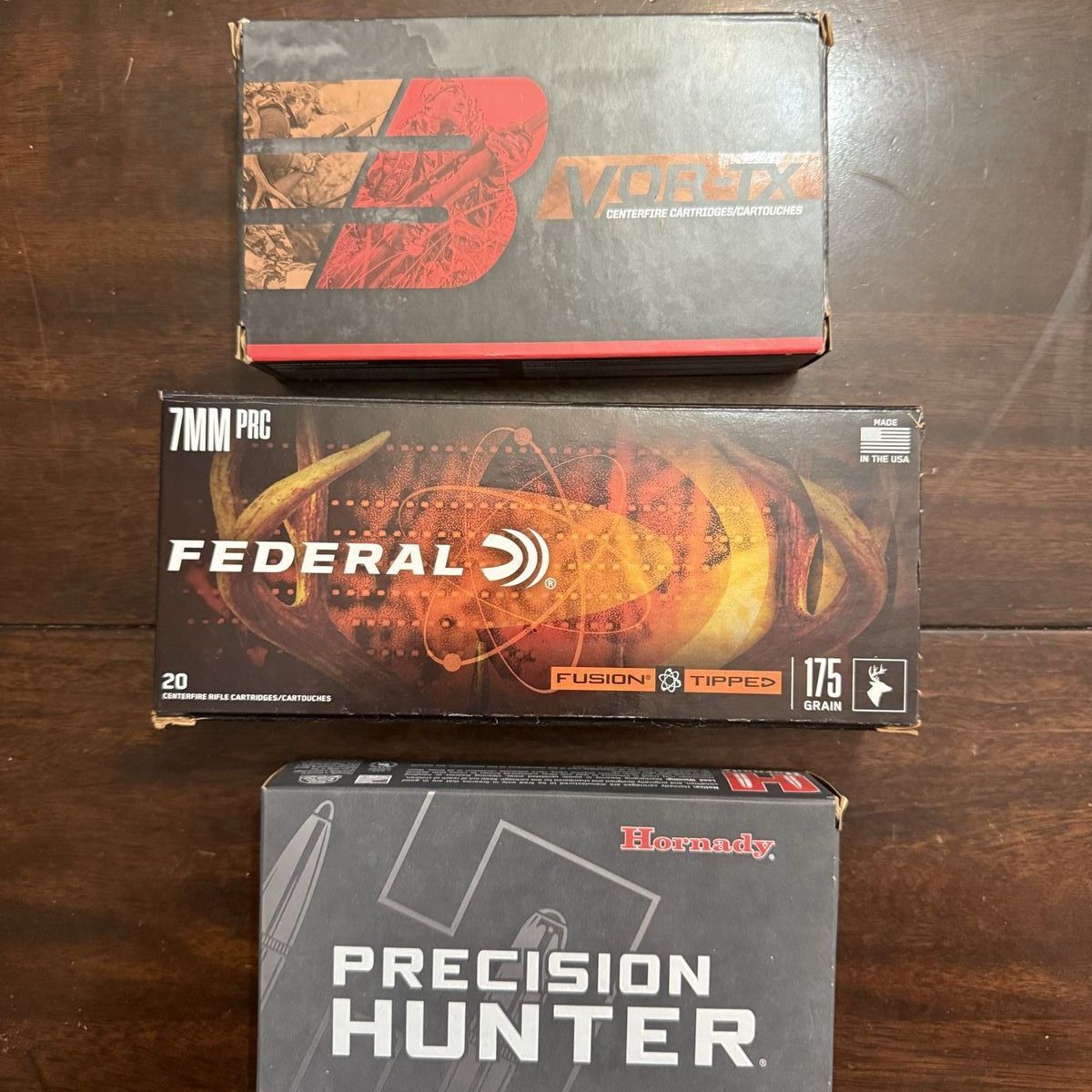 7mm PRC Ammo Lot - Hornady Precision Hunter, Federal Fusion, Barnes VOR-TX (60 Rounds)
