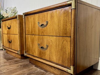 Vintage MCM Campaign Nightstands Pair