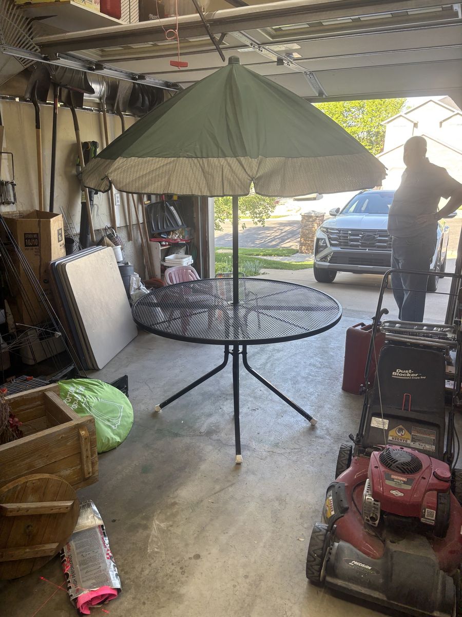 Patio table with umbrella