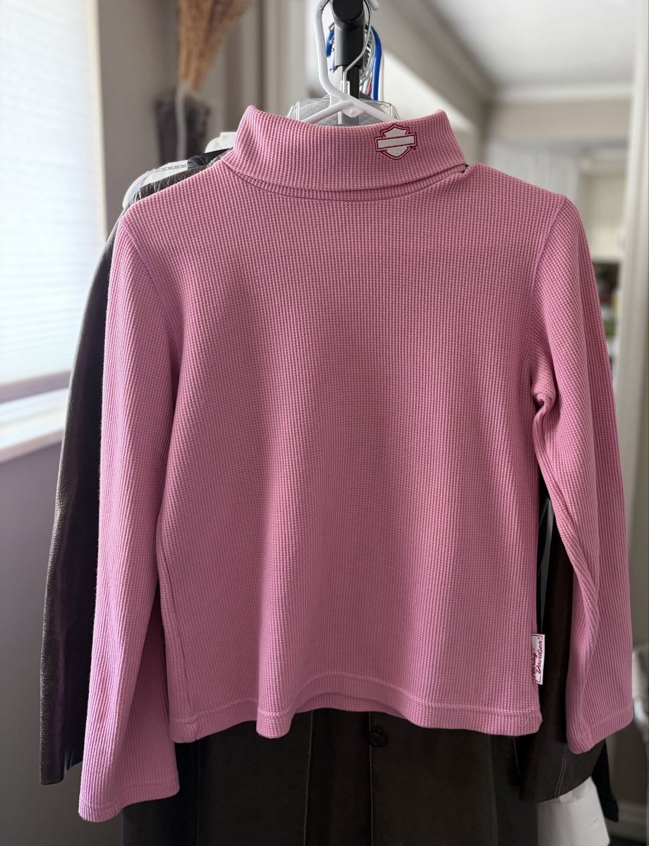 Harley-Davidson Canton County GA Women's Pink Waffle Knit Turtleneck Top - Size Medium