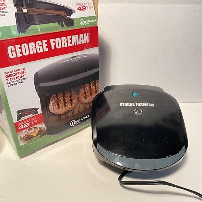 George Foreman 2-Serving Basic Plate Grill, Black - Fat Removing Non-Stick Indoor Grill