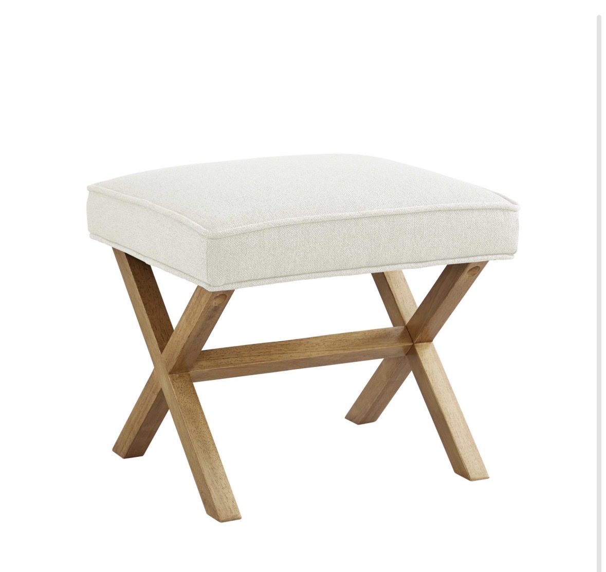 Brand New Mid-Century Modern X Square Polyester Foot Stool, Linen.