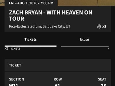 2x tickets to Zach Bryan - With Heaven On Tour at Rice-Eccles Stadium Aug 7th