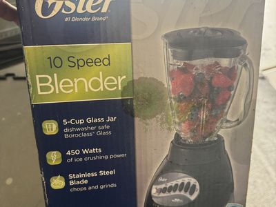 Oster 10-Speed Blender with 5-Cup Boroclass Glass Jar & Stainless Steel Blade, 450W
